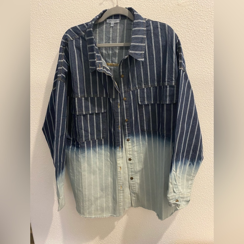 White Birch Blue and White Striped Button Down Shirt